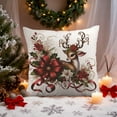 thumbnail image 6 of Under $5 Christmas Throw Pillow Covers Christmas Pillow Cover with Reindeer Print Pillowcase Holiday Decorations for Sofa Couch Livingroom Bed 18x18", 6 of 7