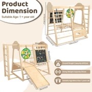 Kidsbuddy 9-in-1 Indoor Jungle Gym, Indoor Playground for Kids, Gym Equipment, Wooden Climber Set with Swing, Slide, Monkey Bars,Climbing Neting&Ladder, Dart Board(Car Pattern With Side Ladder)