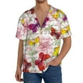 thumbnail image 3 of Naloa Butterflies and Vintage Men's Loose Fit Cuban Collar Short-Sleeve Shirt with Button-down and Chest Pocket for Everyday Wear Outings - Small, 3 of 7