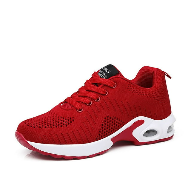 Mujeres corriendo zapatillas zapatillas transpirables cómodas absorción de golpes tenis zapatos de tenis deslizamiento ocio gimnasio calzado ligero caminar rojo Yuarrent AP003947-02
