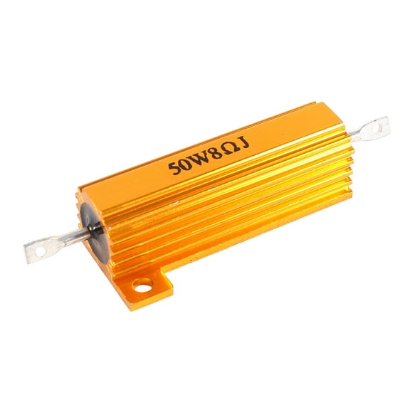 50W 8 Ohm 5% Chassis Mounted Audio Aluminum Clad Resistors Gold Tone