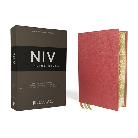 Niv, Thinline Bible, Premium Goatskin Leather, Coral, Premier Collection, Black Letter, Gauffered Edges, Comfort Print, (Hardcover)