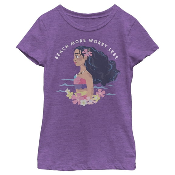 Girl's Moana Beach More Worry Less Graphic T-Shirt
