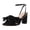 Black, variant on Women's Bow Knot Heels Ankle Buckle Strap Chunky Sandals Open toe Comfortable Wedding Party Bride Fashion Shoes Hot Pink Size 8.5