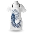 thumbnail image 4 of Sea Apron, Hokusai Inspired Atlantic Ocean Wave Colored Marine Hand Drawn Sketch Plain Background, Unisex Kitchen Bib with Adjustable Neck for Cooking Gardening, Adult Size, Night Blue, by Ambesonne, 4 of 4