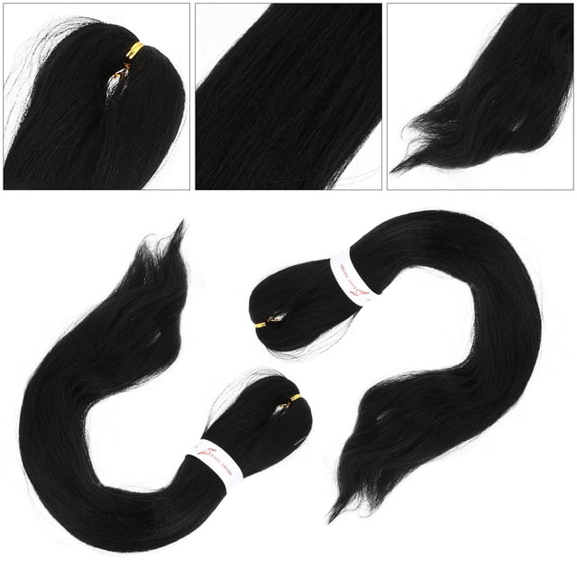 OULII 6Pcs Pre-Stretched Braiding Hair Extensions Black High Temperature Wire for Women Weddings