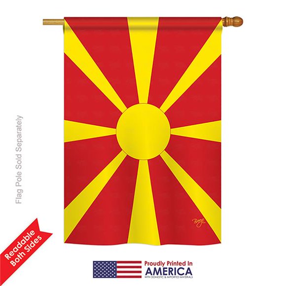 Breeze Decor 08372 Macedonia 2-Sided Vertical Impression House Flag - 28 x 40 in.
