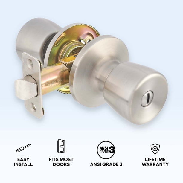 Hyper Tough Tulip Style Interior Privacy Doorknob in Stainless