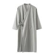 thumbnail image 1 of Men's Sleep Robe with V-neck, Long Sleeves, Front Pocket, and Adjustable Waist Strap for Men, Lightweight Breathable Polyester, Solid Color, Home Use, 1 of 8
