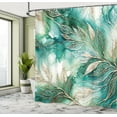 thumbnail image 2 of Ambesonne Teal Shower Curtain, Greenery Marble Print Leaves, 69"Wx70"L, Dark Seafoam Dark Khaki, 2 of 4