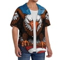 thumbnail image 2 of Balery Cartoon Bald Eagle USA Camisa Casual de Manga Corta con Botones para Hombre, Texturizada, Estilo Cubano, para Playa, Verano-3X-Large, 2 of 5