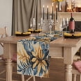 thumbnail image 2 of Navy Blue Brown 72 Inch Table Runner, Tropical Palm Leaves Vintage Farmhouse Dresser Scarf Cotton & Linen Tablerunner for Dining/Kitchen Island/Holiday Party Décor 13" x 72", 2 of 9