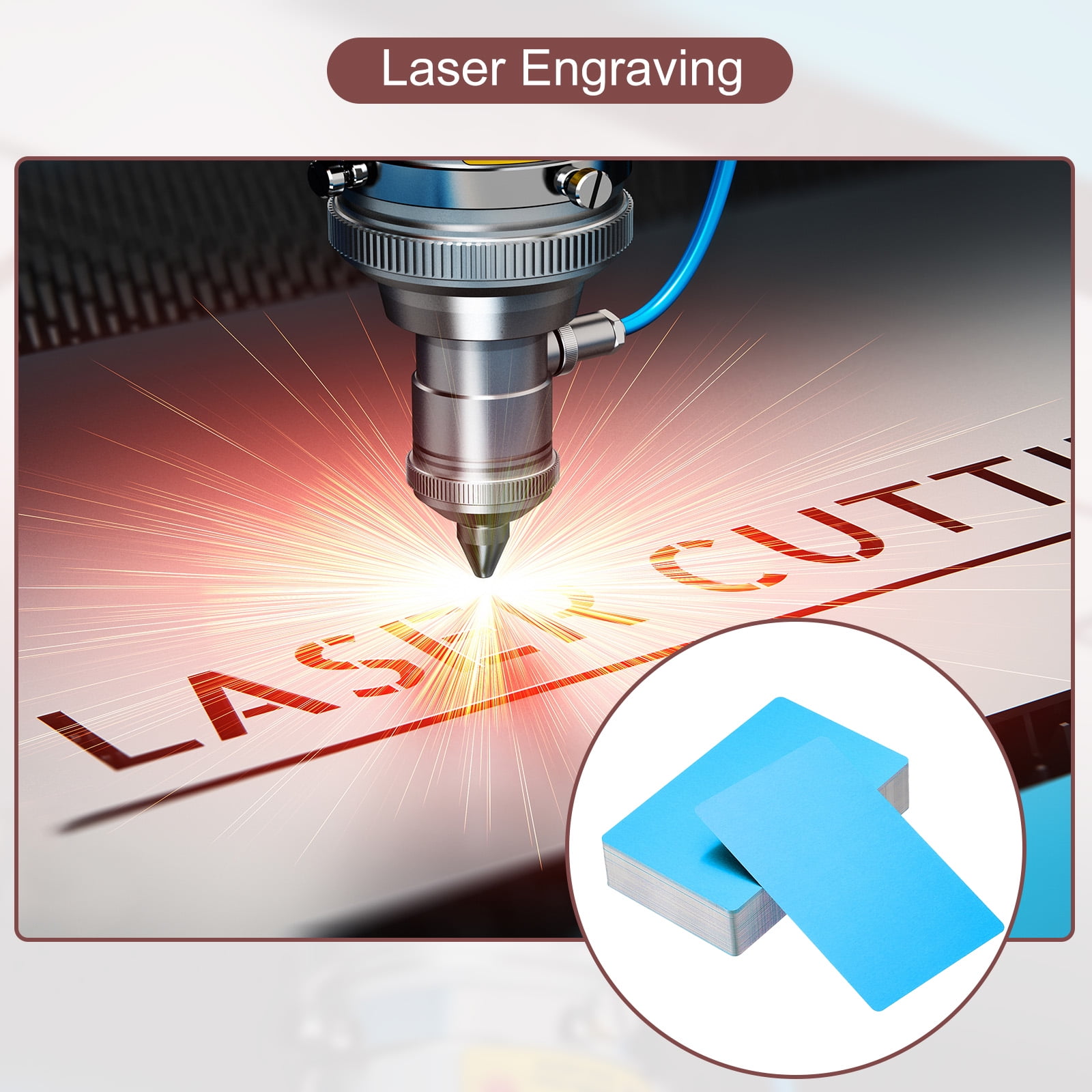 Unique Bargains Metal DIY Business Cards Blank Aluminum Laser Engrave Printable Name Card Blue