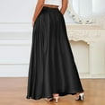 thumbnail image 6 of KDDYLITQ Womens Satin Maxi Skirt Silk Solid Color Skirts Pleated Hem High Waisted Casual Long Skirts Elegant Office Skirt with Pocket Black 2XL, 6 of 6