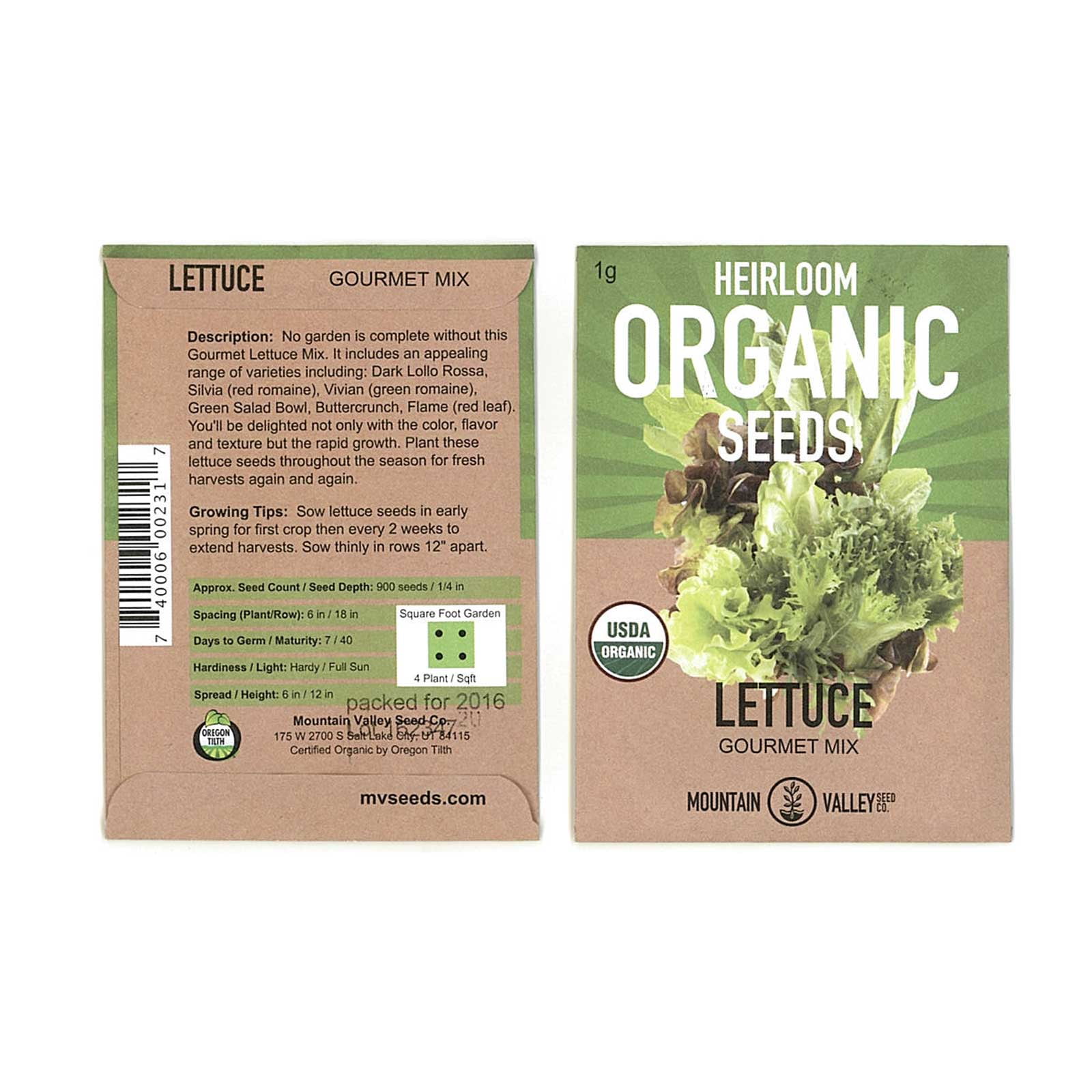 Gourmet Mixed Lettuce Greens Organic Garden Seeds 1 Gram Packet