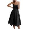 JGGSPWM Womens Sleeveless Lace Party Dress with Strapless Sweetheart Neckline Pleated Midi Skirt and Scalloped Hem Black L