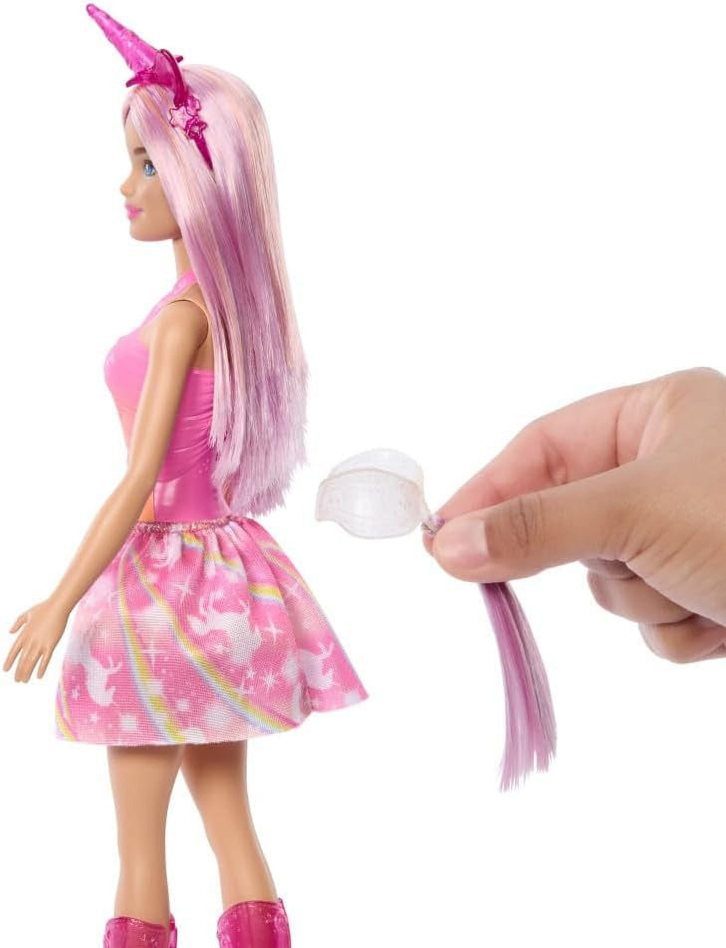 Barbie Unicord Dolls with Fantasy Hair and Headband Accessories, Mermaid Toys with Shell-Inspired Bodices and Colorful Tails