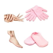 Pinkiou Gel Gloves Gel Socks Hand Gloves Foot Care Socks Exfoliating Heel Care Moisturizing (Cherry Color, Gloves + Socks)