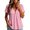 78Red345, variant on XAOFW Womens T Shirts Solid Color V Neck Button Up Loose Fitting Short Sleeved T Shirt Stylish Top L