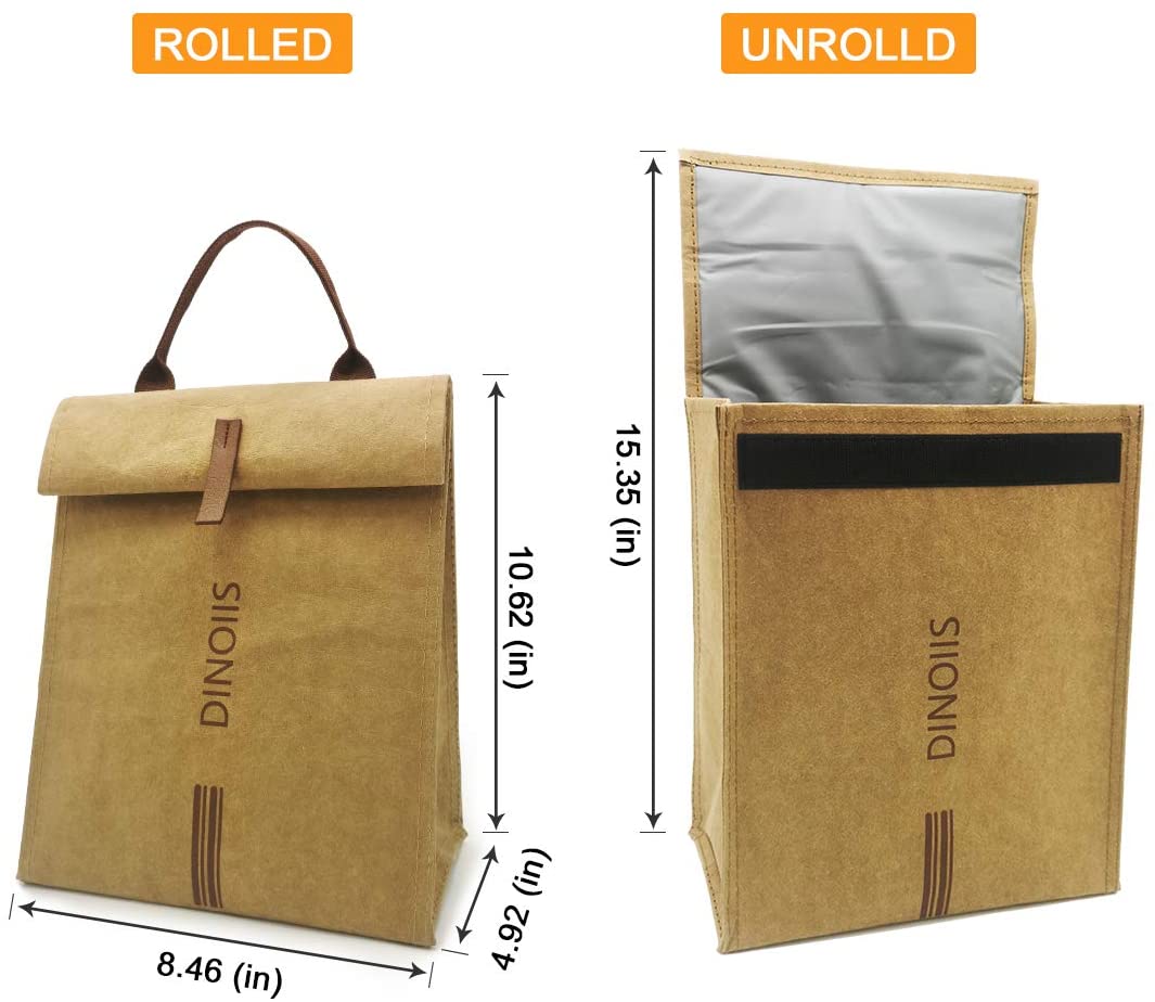 insulated waxed canvas lunch bolsa