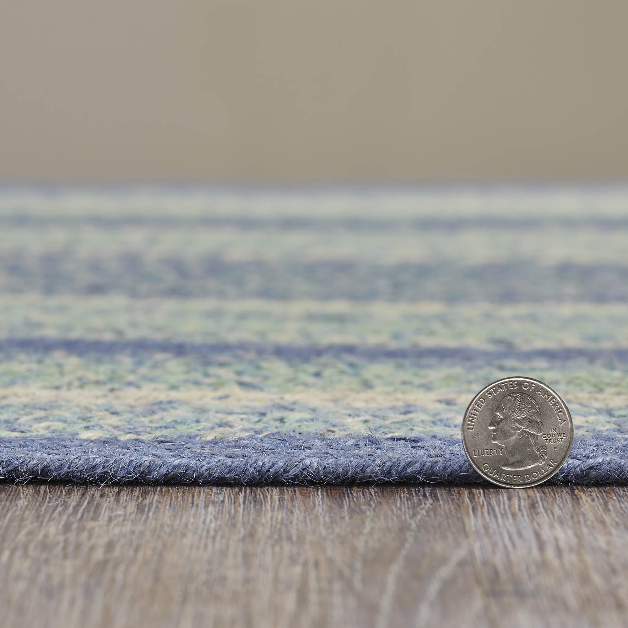 VHC Brands Jolie Farmhouse 27"x48" Accent Rug Blue Textured Jute Striped Pad Rectangle Floor Decor