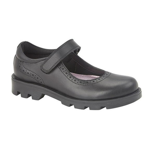 Roamers Girls Leather Touch Fastening Bar Shoe
