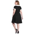 thumbnail image 6 of HDE Plus Size Peter Pan Collar Dress Fit and Flare Collared Casual Skater Dress Black 4X, 6 of 6