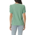 thumbnail image 3 of INSPIRAR CHIC Blusas de Manga Corta Fruncidas para Mujeres, Blusas Elegantes y Casuales con Cuello Redondo, Camisetas de Verano XL Verde, 3 of 5