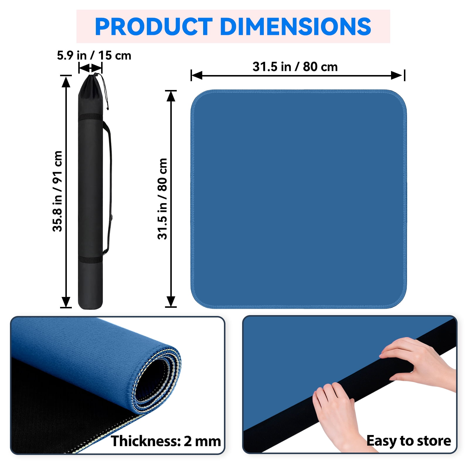 AzulHome Classic Anti-Slip Noise Reducing Game Mat - Mahjong, Poker, Cards, Dominoes Table Cover with Portable Carry Bag (Blue)