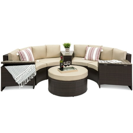 Best Choice Products 8-Piece Half Circle Wicker Sectional Sofa Set with Beige