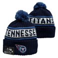 thumbnail image 1 of Tennessee Titans Navy & Blue Unisex Pom-Pom Knit Beanie with Bold 'TENNESSEE TITANS' Lettering & Flaming Team Logo Accents, Adjustable for All Enthusiasts, 1 of 88