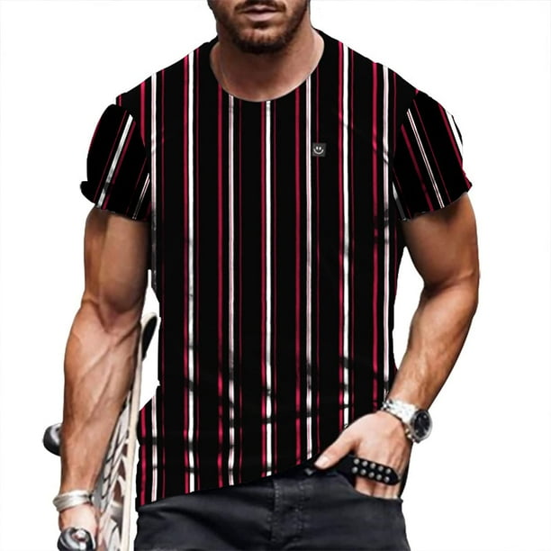 "Playera Manga Larga Hombre Camisas Manga Corta Hombre Camiseta A Rayas Para Hombre, Camisetas De Verano Para Hombre, Camiseta De Gran Tamaño 4Xl Para Hombre, Camiseta Informal Divertida Con Estampado" Xishao ropa