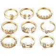 thumbnail image 2 of Anillo de oro bohemio para niña, anillo vintage con gemas de cristal, anillo con nudo en los nudillos, conjunto de joyas para fiestas de adolescentes, regalo diario festivo, 2 of 6