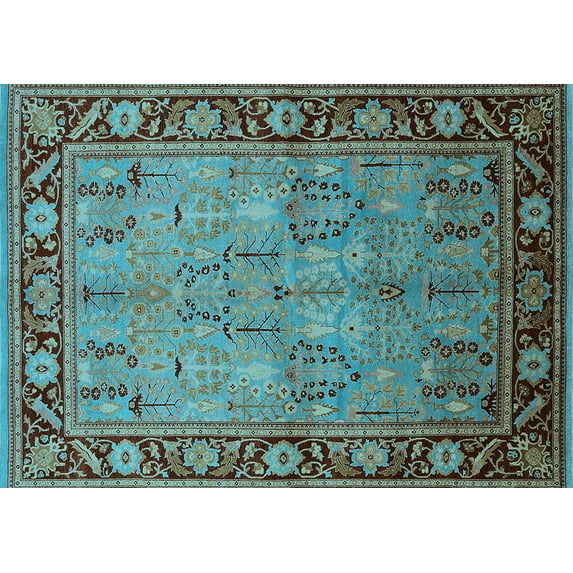 Ahgly Company Indoor Rectangle Oriental Light Blue Industrial Area Rugs, 6' x 9'