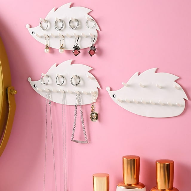Todaioua Wall Mounted Jewelry Organizer Rack Hanging Display for Necklaces Earrings Rings Bracelets Non Punch Adhesive Storage Shelf Home Bathroom Closet Organizer