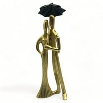 Gold Decorative Metal Aluminum Lover With Umbrella Home Decor Sculpture 5 in x 3 in x 14 in, by 90210 Kitchen and Bath