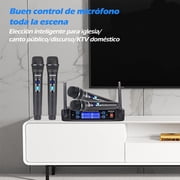 BOMGE Wireless Microphone System, Pro 4-Channel Cordless Mic Set with Four Handheld Mics, Fixed Frequency, Long Range 200ft, Ideal for Church,Karaoke, Events (V410)