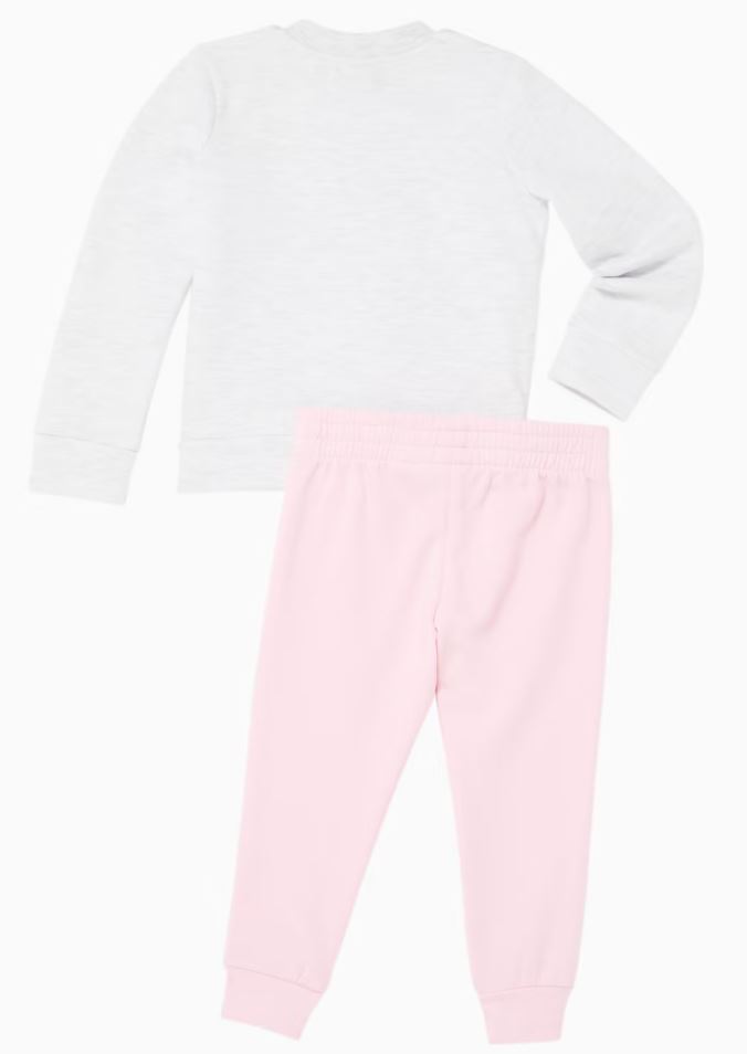 Puma WHITE/PINK Kids Girl 2 Pc. Sportswear Fit Fleece Jacket & Jogger Set, US 4