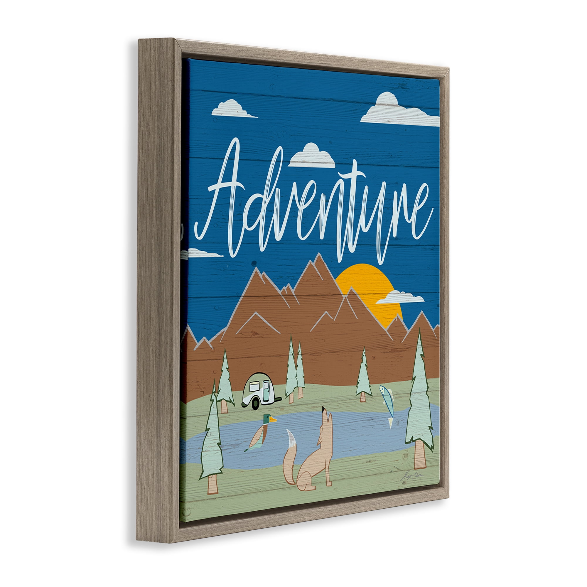 Stupell Industries Rustic Adventure Landscape Landscape & Nature Painting Brown Floater Framed Canvas Art Print Wall Art, 25 x 25