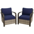 thumbnail image 6 of EAGLE PEAK Coastal Vista Outdoor Patio Ratten Wicker Lounge Chair With Blue Cushion(2 pack), 6 of 7