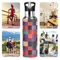 thumbnail image 7 of Yayeee 33oz Insulated Water Bottle Double Wall Stainless Steel with Flip Straw Lid, Red and Purple Plaid Pattern, 7 of 7