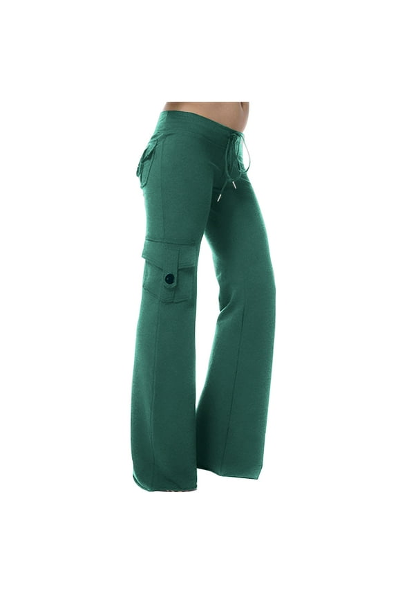 Long Yoga Pants for Women Tall Wide Leg Plus Size Drawstring High Rise Cargo Stretch Leggings with Multi Pockets Mint Green,XXL