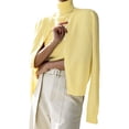 thumbnail image 2 of Womens Cardigan Sets 2 Piece Long Sleeve Shrug Top Cropped Cardigan Jackets with Vest Yellow Set S, 2 of 9
