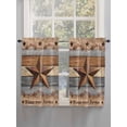 thumbnail image 5 of Western Texas Star Vintage Bathroom Window Curtain, Retro Farmhouse Gray Brown Wooden Light Filtering Coffee Kitchen Curtains, Bedroom Living Room Curtains 2 Panel 84"x45", 5 of 6