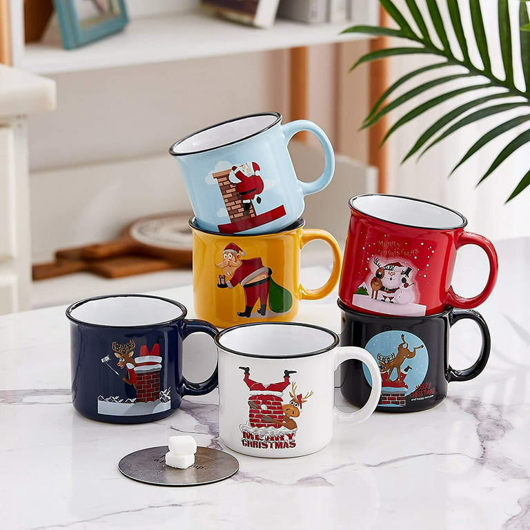 Bruntmor Ceramic Coffee Mug Set of 6 - Unique Coffee and Tea Mug Set -  Coffee Cups Ceramic
