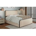 thumbnail image 2 of MAYEERTY Queen Metal Bed Frame Curved Upholstered Headboard 4 Drawers for Bedroom Beige, 2 of 9