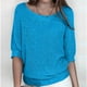 thumbnail image 2 of Suéteres Umfun para mujer, sueltos, informales, de punto, lisos, estampados, cuello redondo, manga 3/4, suaves al tacto, ligeros, azul claro, talla S, 2 of 5