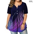 thumbnail image 1 of Camiseta Manga corta Estampado Blusa Botón Blusa suelta Mujer Top de verano, 6XL Monstrate AP001912-07, 1 of 6