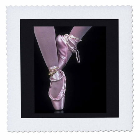 Ballerina Leg - 3dRose Pink Ballerina Legs n Shoes On Black - Quilt Square, 10 by 10-inch