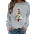 thumbnail image 2 of LangJing Christmas Sweatshirts for Women Xmas Tree Graphic Long Sleeve Holiday Tees Crewneck Pullover Tunic Tops, 2 of 6